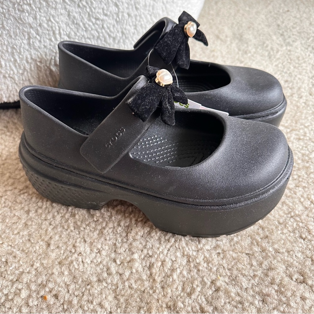 CROCS Black Platform Mary Jane Shoes